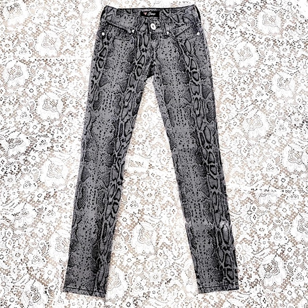 Guess snake print low-rise skinny jeans